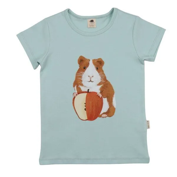 Walkiddy Walkiddy T-Shirt Hellblau Meerschweinchen-Frontprint Bio-Baumwolle GOTS – Produktbild 1 von 3
