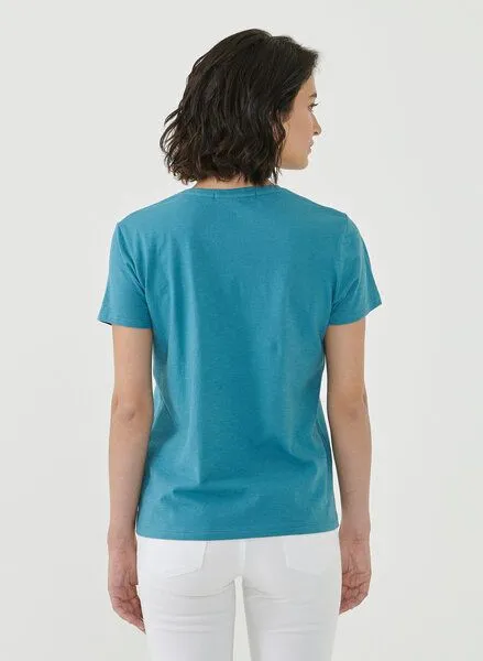 ORGANICATION ORGANICATION T-Shirt aus Bio-Baumwolle mit Fisch-Print, Petrol blue, – Produktbild 4 von 4