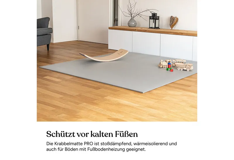 Ehrenkind Spielmatte Krabbelmatte Pro, rutschfeste Babymatte, Spielmatte (Exzellenter Schutz beim Spielen & Toben), Extra dick und soft, Made in Germany, Oeko-Tex 100, Spielmatte Baby, Grau, – Produktbild 4 von 5