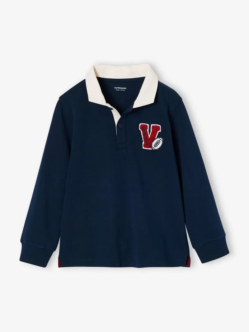 Vertbaudet Poloshirt mit Brust-Applikation Jungen, Marine, – Produktbild 1 von 3