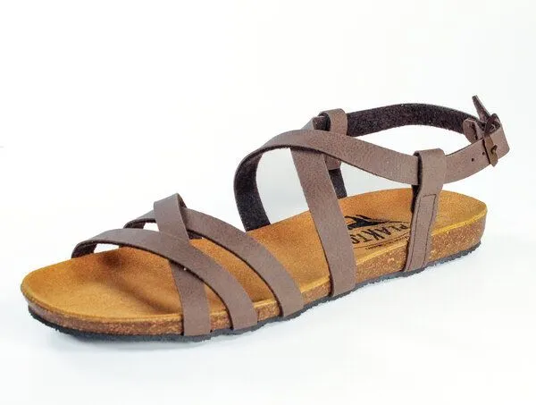 Plakton Plakton Vegane Damen flache Sandale FRAN VALI mit Korksohle und einstellbarer Schnalle, Marron (braun), – Produktbild 2 von 4