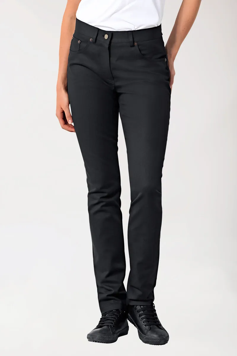BERUFSBEKLEIDUNG 5-Pocket Arbeits- und Berufshose Damen - Jeanslook, schwarz - Berufsbekleidung.de, Schwarz, – Produktbild 1 von 1