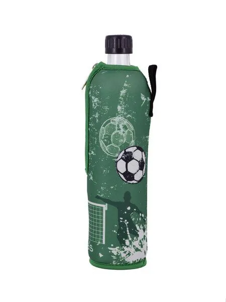 Dora's Dora's Dora’s Glas-Trinkflasche "Fußball" (0,5l) – Mit isolierender Neoprenhülle – Auslaufsicher – Produktbild 3 von 3