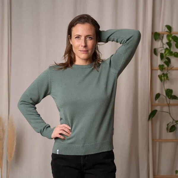 Vresh Clothing Vresh Clothing Vrenja, Klassischer Strickpullover aus Biobaumwolle, Gün, – Produktbild 4 von 4