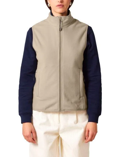 YTWOO YTWOO Damen ärmellose Fleecejacke enganliegend aus 100% recyceltem Polyester, Wüstensand, – Produktbild 1 von 4