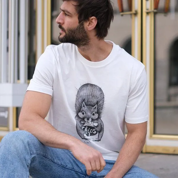 LIGARTI LIGARTI T-shirt - Chipseichhörnchen, Cremeweiß, – Produktbild 4 von 5