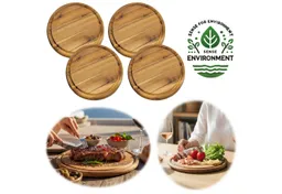 LS-LebenStil Servierbrett 4x Holz Fleischteller Servierteller 25cm Akazie Rund Schneidebrett, Holz, (Set - 4 Stück - Schneidebrett mit Saftrille Vesperbrett Brotzeitbrett, 4-St., Vesperbrett Servierteller Pizzateller Käsebrett Holzbrett) – Produktbild 1 von 1