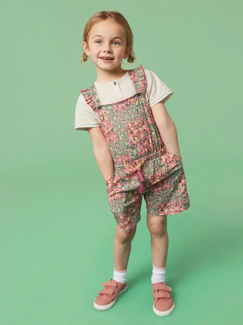 White Stuff Ava Kurze Latzhose mit Print - 3-4, Rosa, – Produktbild 3 von 4