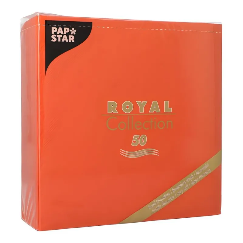 PAPSTAR PAPSTAR Papierserviette Servietten ROYAL Collection 1/4-Falz 40 cm x 40 cm nektarine 50 Stk, Orange, – Produktbild 1 von 3