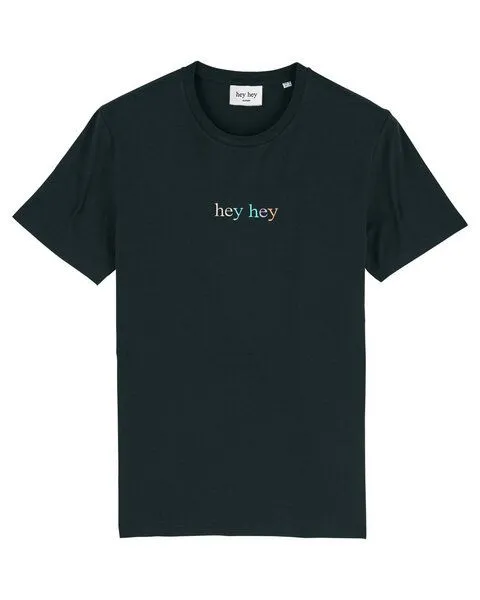 hey hey hey hey Rainbow T-Shirt – schwarz – Produktbild 1 von 4