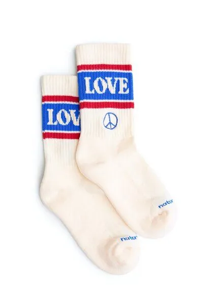 Natural Vibes Natural Vibes Socken Peace | Bio GOTS | Tennissocken | Bunte Socken | Herren Damen Socken | Peace & Love – Produktbild 3 von 3