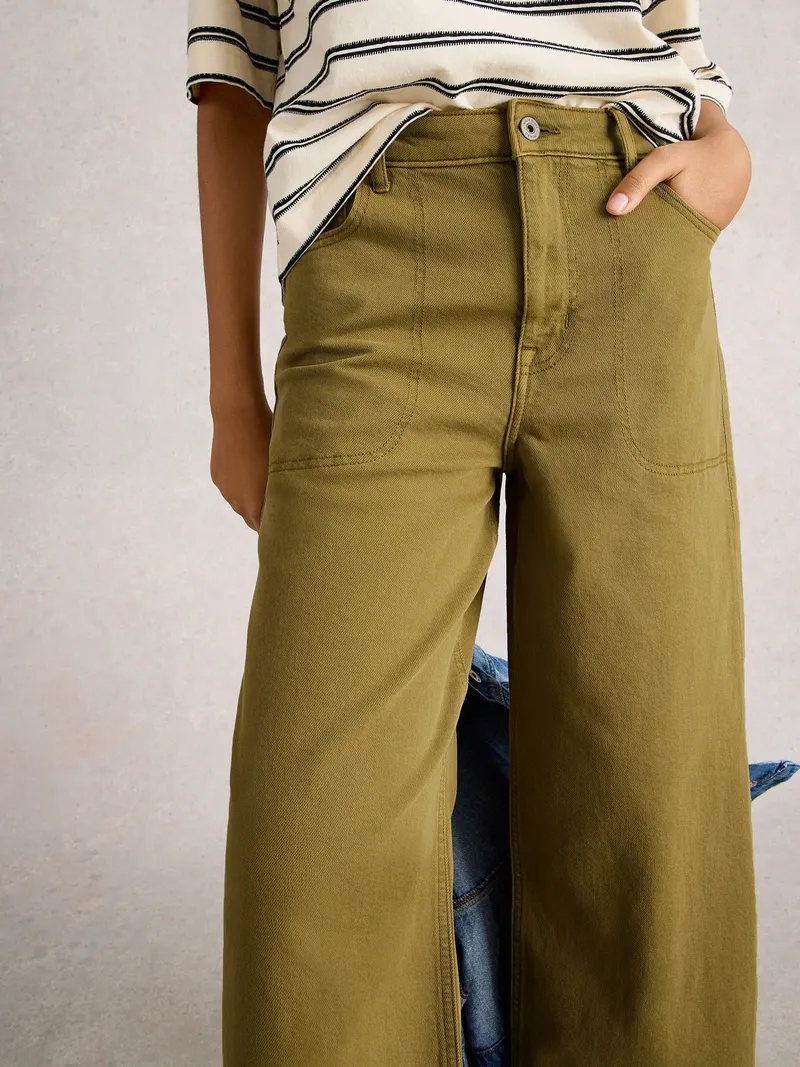 White Stuff 7/8-Jeans Tia mit weitem Bein - 52/R, Khakigrün, – Produktbild 3 von 4
