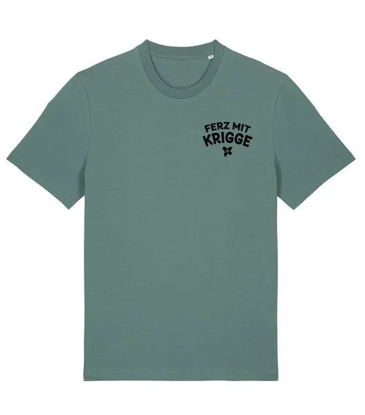 päfjes päfjes Ferz mit Krigge Hessisch Spruch - Fair Organic Cotton Unisex / Männer T-Shirt, Grün (green bay), – Produktbild 2 von 4