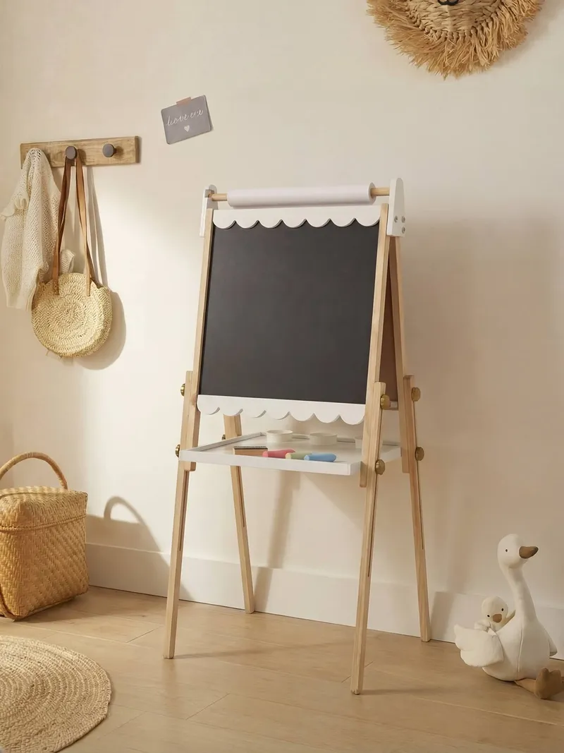 Vertbaudet 3-in-1 Tafel mit Mal-Zubehör Holz FSC®, Weiß, – Produktbild 1 von 3