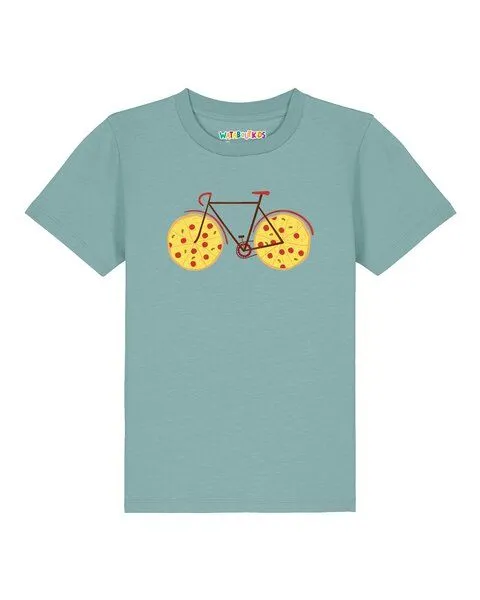watabout.kids watabout.kids T-Shirt Kinder Pizza Fahrrad, Teal monstera, – Produktbild 1 von 2