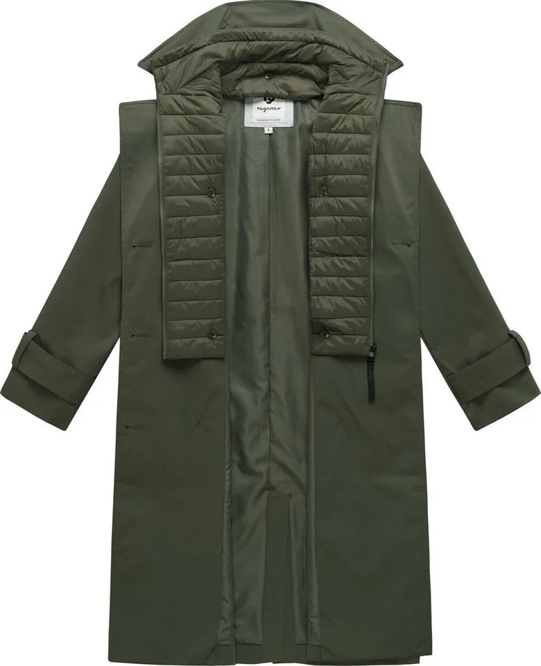 ragwear ragwear Langmantel Trenchie Y Leichter Übergangsmantel Trenchcoat mit Gürtel, wasserdicht, Grün, – Produktbild 1 von 3