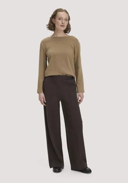 hessnatur hessnatur Hose Wide Leg Relaxed aus Bio-Baumwolle, Kakao braun, – Produktbild 1 von 3