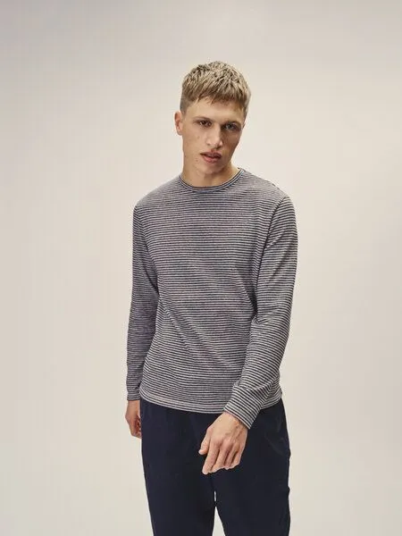 WOTE WOTE Longsleeve Streifen aus Bio-Baumwolle Mix, Dunkelblau-grau, – Produktbild 2 von 2