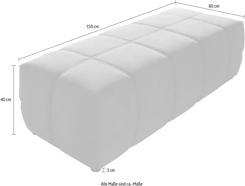 DOMO collection Hocker BRANDON, komfortabel, große Ausführung passend zu "Brandon", auch in Cord, Grau, – Produktbild 6 von 8