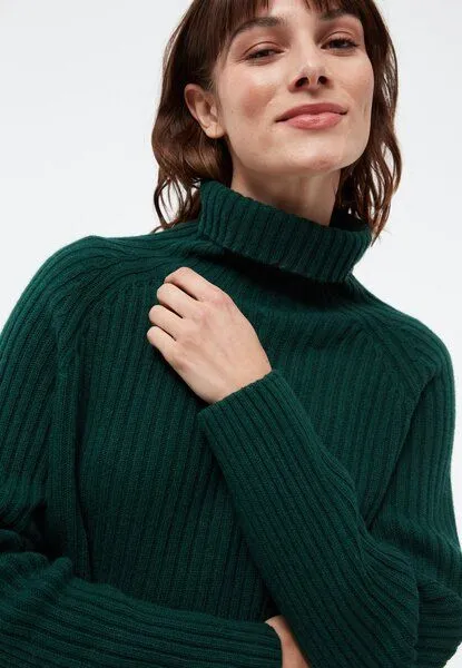 Givn Berlin Givn Berlin Strickpullover GBCASSIA mit Rollkragen aus recyceltem Wollgemisch, Bottle green, – Produktbild 3 von 4