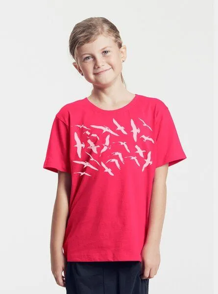 Peaces.bio - handbedruckte Biomode Peaces.bio - handbedruckte Biomode Bio-Kinder T-Shirt Möwen, Pink, – Produktbild 1 von 2