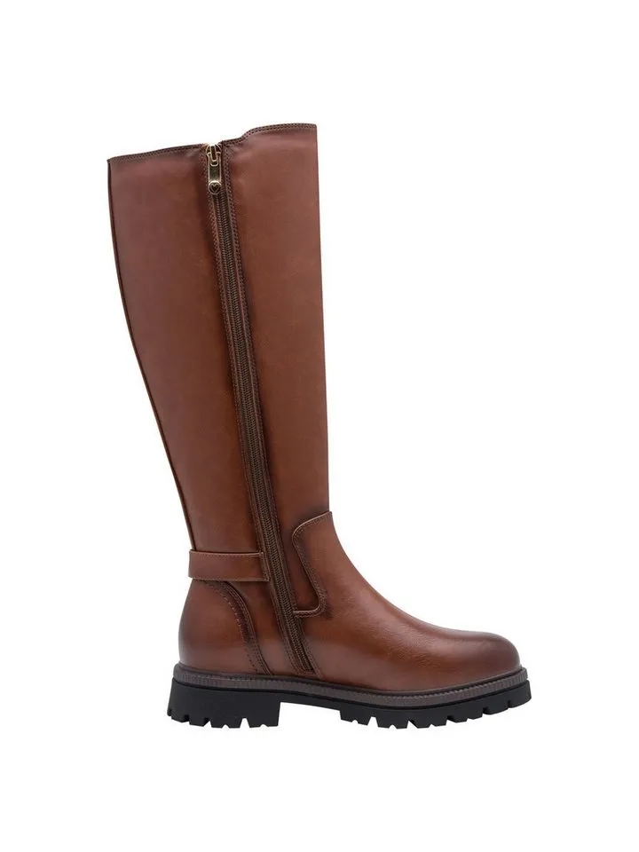 Marco Tozzi Marco Tozzi Vegan, MT FEEL ME, Stretch mit Blockabsatz Stiefel Vegan, Braun|schwarz, – Produktbild 3 von 4