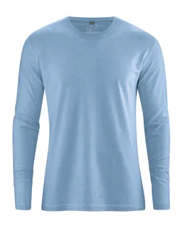 HempAge Hempage Herren vegan Langarmshirt Basic Rainysky Blau – Produktbild 1 von 1