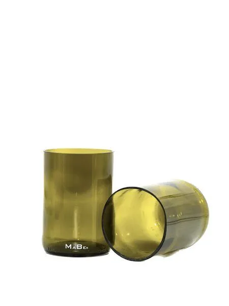 MaBe MaBe Trinkglas 450ml - nachhaltige & witzige Geschenkidee - 4er Set, Oliv, – Produktbild 3 von 4