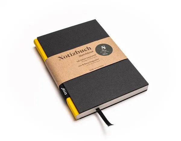 tyyp Notizbuch A6 schwarz - perforiert - 100% Recyclingpapier - BerlinBook by tyyp, Gelb, – Produktbild 1 von 4