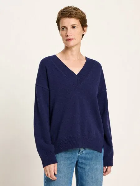 LANIUS LANIUS Pullover mit V-Ausschnitt, Purple blue melange, – Produktbild 2 von 8