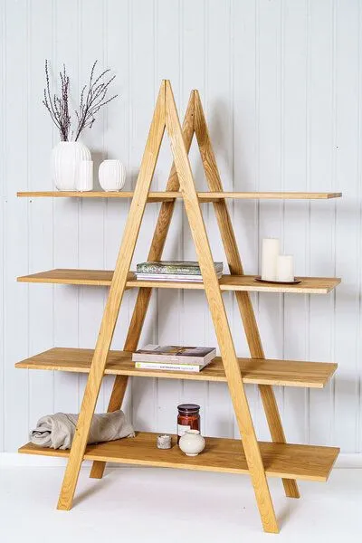kleiderleiter_de kleiderleiter_de Leiterregal, Holzregal PAUL aus massiver Eiche von kleiderleiter.de – Produktbild 1 von 4