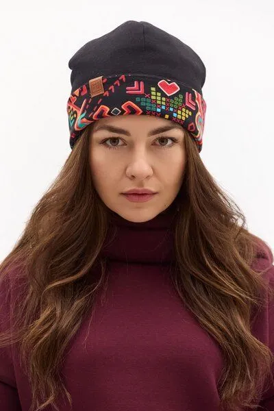 KOKOworld Mütze Twins – Klassische Beanie – Beidseitig – Warm – Fair produziert in EU – KOKOworld, Black telar (mehrfarbig), – Produktbild 1 von 4