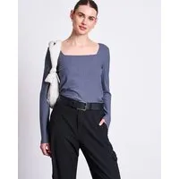 JAN N JUNE JAN N JUNE Langarmshirt FRIA aus geripptem Lyocelljersey, Turbulence, – Produktbild 1 von 1