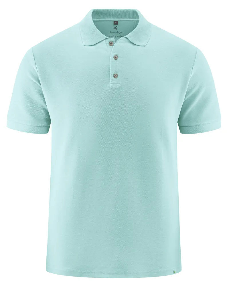 HempAge Hempage Herren vegan Polohemd Aus Piqué Jersey Seeblau, Blau, – Produktbild 1 von 2