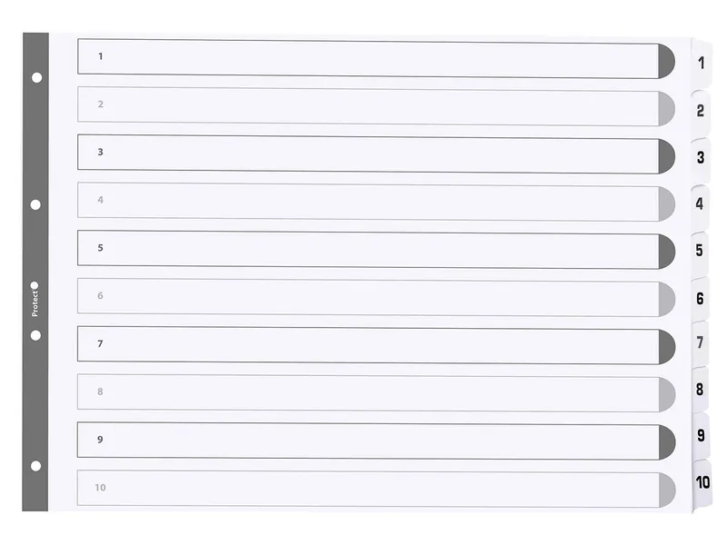 10 Exacompta Register, 10 Taben numerisch, 160 g/m², DIN A3, weiß – Produktbild 1 von 1