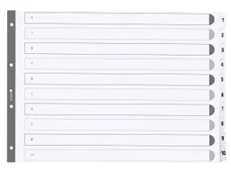 10 Exacompta Register, 10 Taben numerisch, 160 g/m², DIN A3, weiß – Produktbild 1 von 1