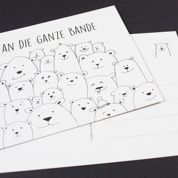 Bow & Hummingbird Bow & Hummingbird Postkarte "Grüße an die ganze Bande" – Produktbild 2 von 3