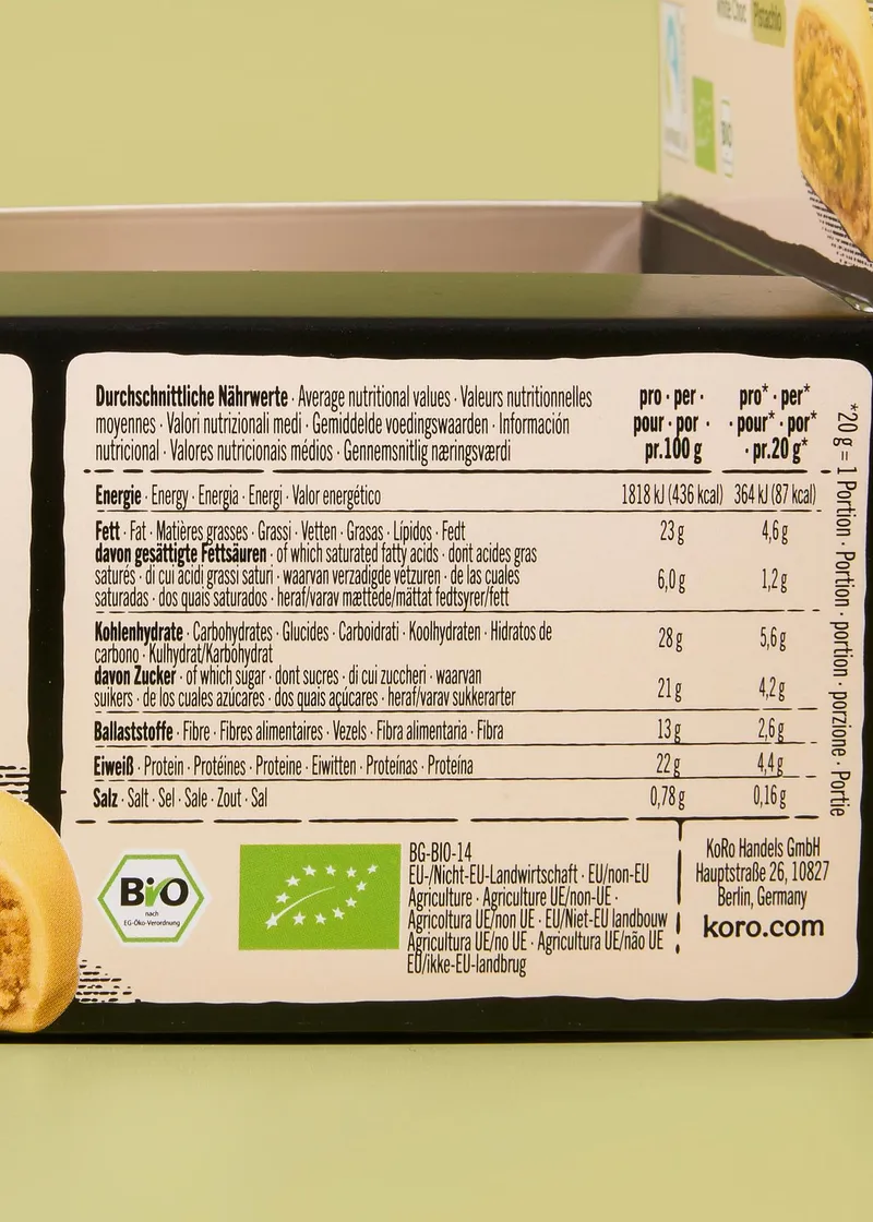 KoRo Bio Protein Duo White Choc Pistachio 12 x 2 x 20 g – Produktbild 5 von 5