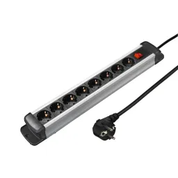 Hama Hama Steckdosenleiste "Pro-S 80S", 8-fach, Schwarz/Silber, 1,5 m – Produktbild 1 von 1