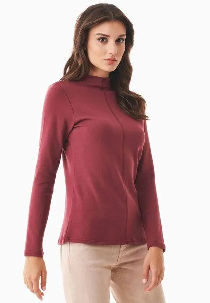 ORGANICATION ORGANICATION Langarmshirt aus Bio-Baumwolle und TENCEL Modal, Rot(syrah red), – Produktbild 3 von 4