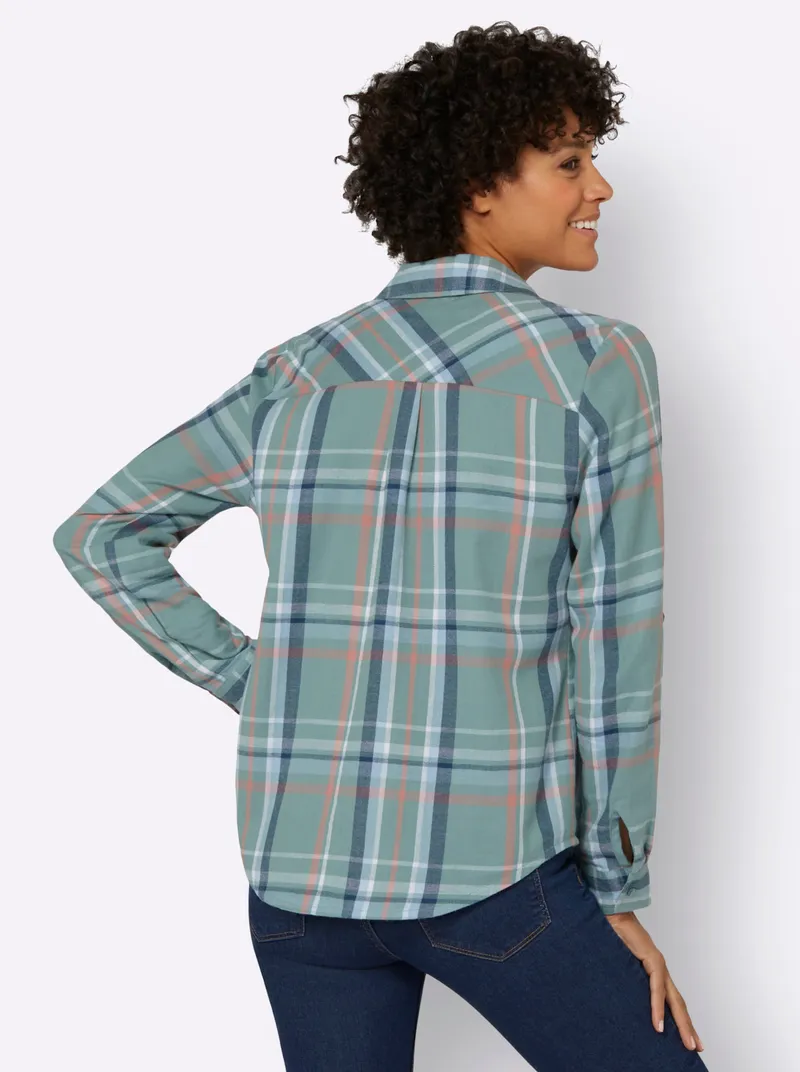 Witt Flanellbluse dunkelblau-jade-meliert, Dunkelblau-jade-meliert, – Produktbild 2 von 2