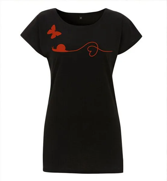Picopoc Picopoc T-Shirt Schnecke & Schmetterling in Rot für Frauen, Schwarz, – Produktbild 2 von 4