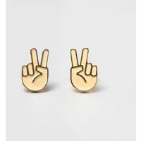 Fyngers Fyngers Ohrstecker aus chirurgischen Edelstahl hochglanzpoliert PEACE, Gold, – Produktbild 2 von 6