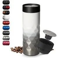 elasto elasto Thermobecher 440 ml aus Edelstahl - doppelwandiger Kaffeebecher to go - auslaufsicherer Isolierbecher, Weiss, – Produktbild 1 von 1
