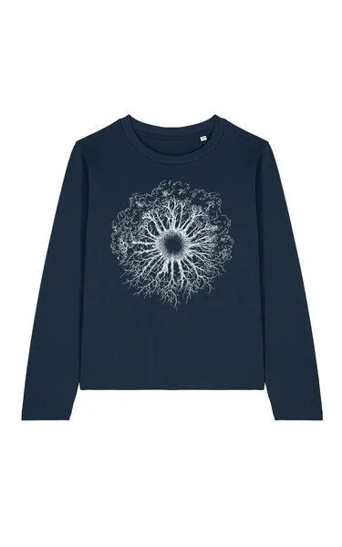 Life-Tree Life-Tree Longsleeve aus Biobaumwolle Fairwear für Damen WoodenIris, Blau, – Produktbild 4 von 5