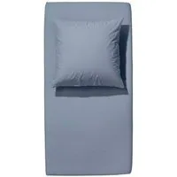 hessnatur hessnatur Satin Spannbettlaken aus reiner Bio-Baumwolle, Graublau, – Produktbild 2 von 5