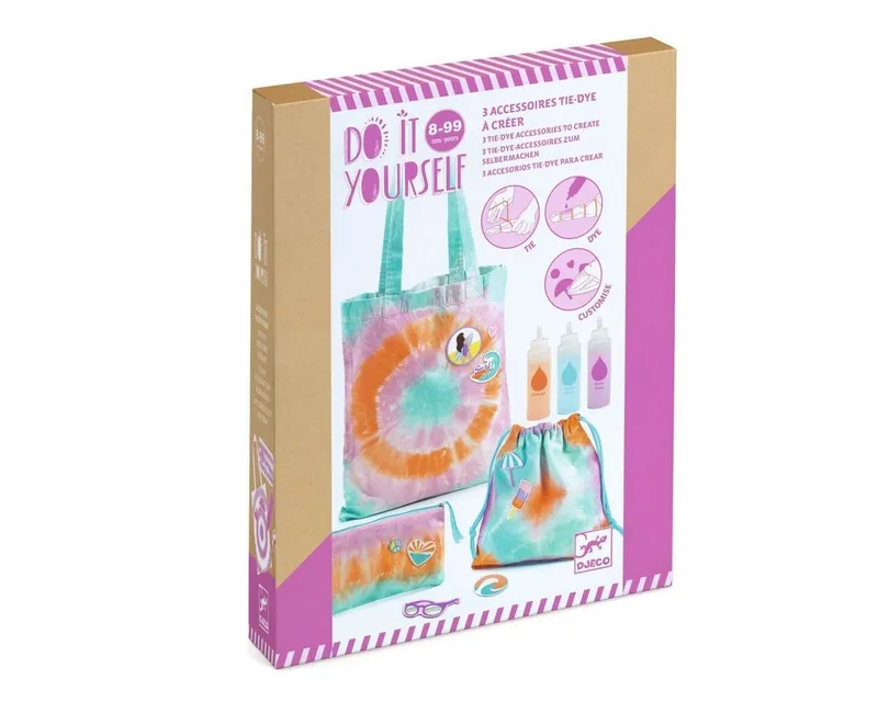 DJECO Kreativset DIY: Batik-Set Taschen Batikfarben Set waschfest Shirt DIY Set Kinder – Produktbild 2 von 5