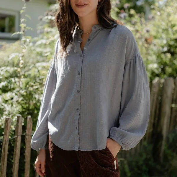 NORDLICHT NORDLICHT Boho Bluse Hilda, Blau, – Produktbild 3 von 4