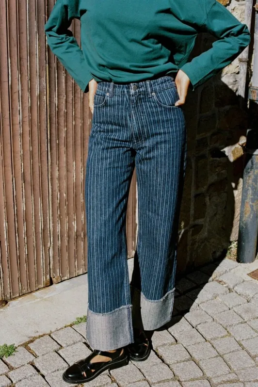 Nénés Nénés Damen vegan Jeans Louane Blau Gestreift, Blau, – Produktbild 2 von 2