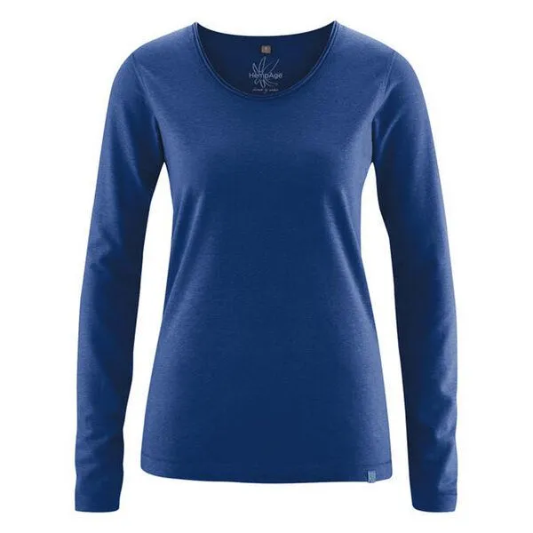 HempAge HempAge Damen Langarm-Shirt Lene Hanf/Bio-Baumwolle, Navy, – Produktbild 1 von 3